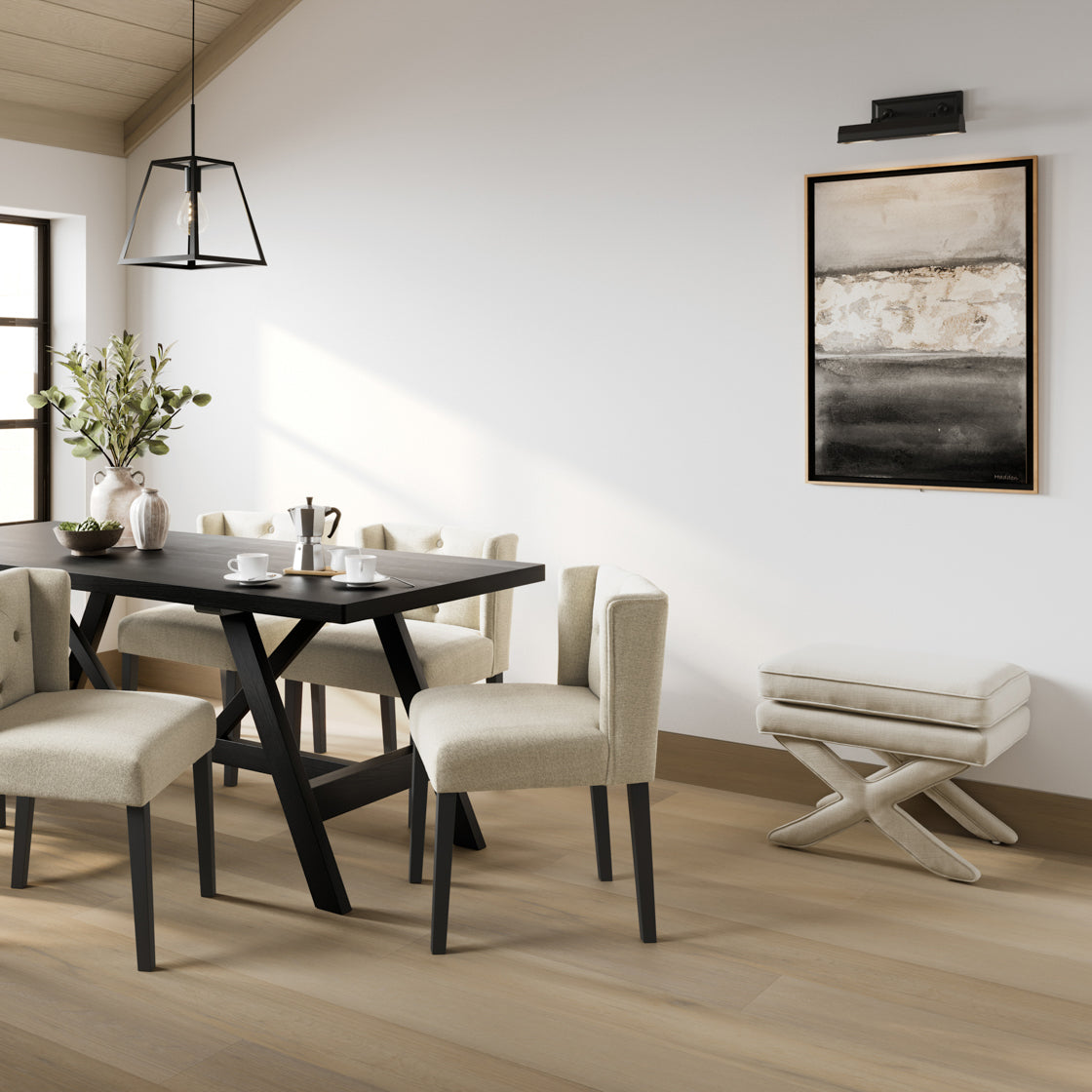 Nantucket Matte Black Wood Rectangle Dining Table | 8 Seater